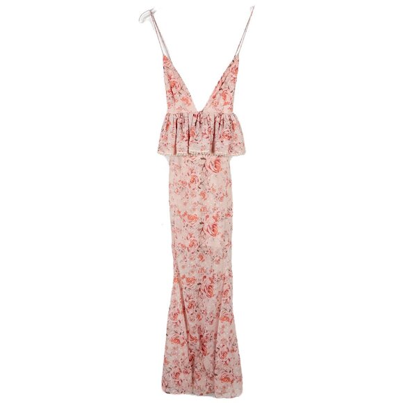 La Maison Talulah The Faithful Maxi Dress Pink Floral Pearl Size Small S EUC - Picture 2 of 16
